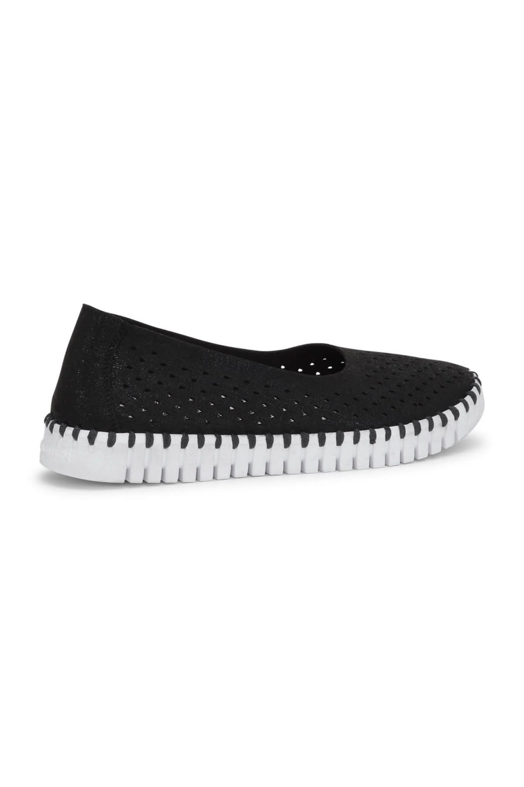 Ballerine Tulip 0026 noire avec perforations pour confort et respirabilité, semelle flexible pour un style décontracté.