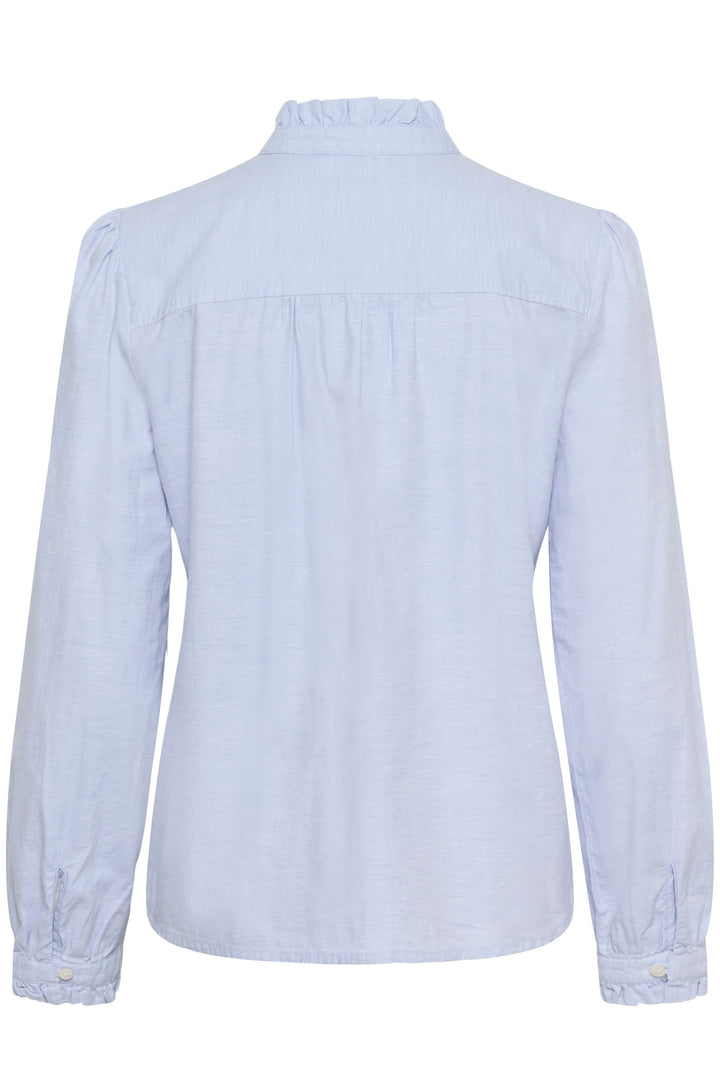 Blouse Glessia vue de dos avec détails de volants et coupe fluide, parfaite pour un style élégant et confortable.
