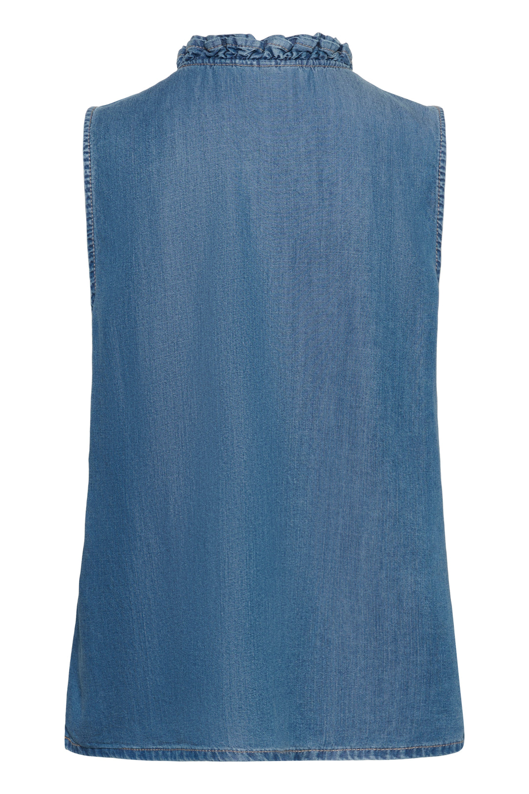 Blouse Molly sans manches en denim léger avec détail volanté à l&