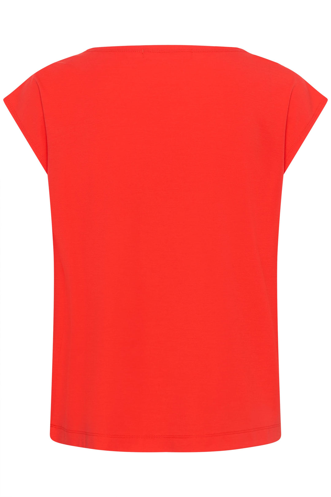 Blouse Pennie fluide à encolure drapée en rouge vif, vue de dos avec manches courtes et coupe fluide.