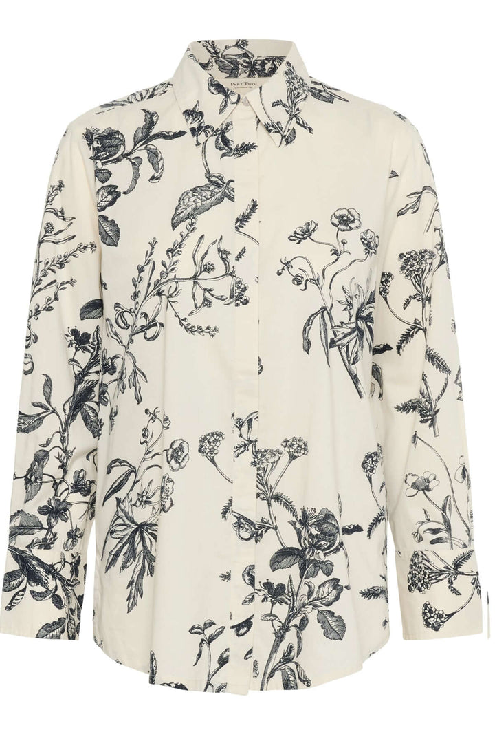 Blouse Sveja à imprimé floral élégant et col chemise, coupe fluide pour un style chic et polyvalent.