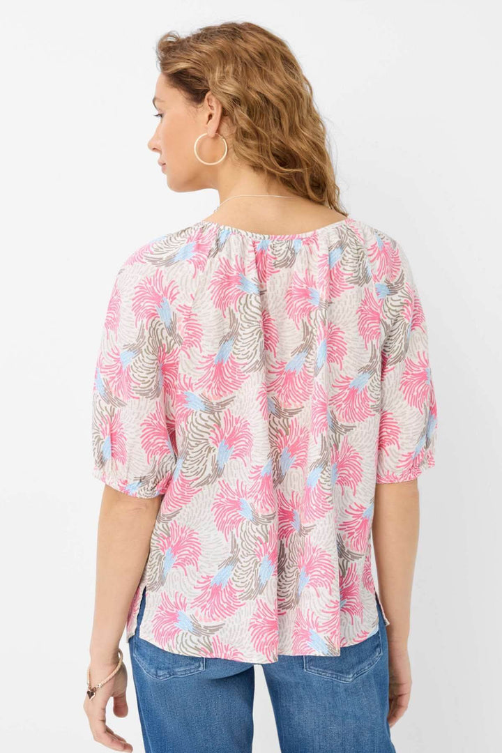 Blouse imprimée VIVA avec motif floral coloré vue de dos, parfaite pour l&