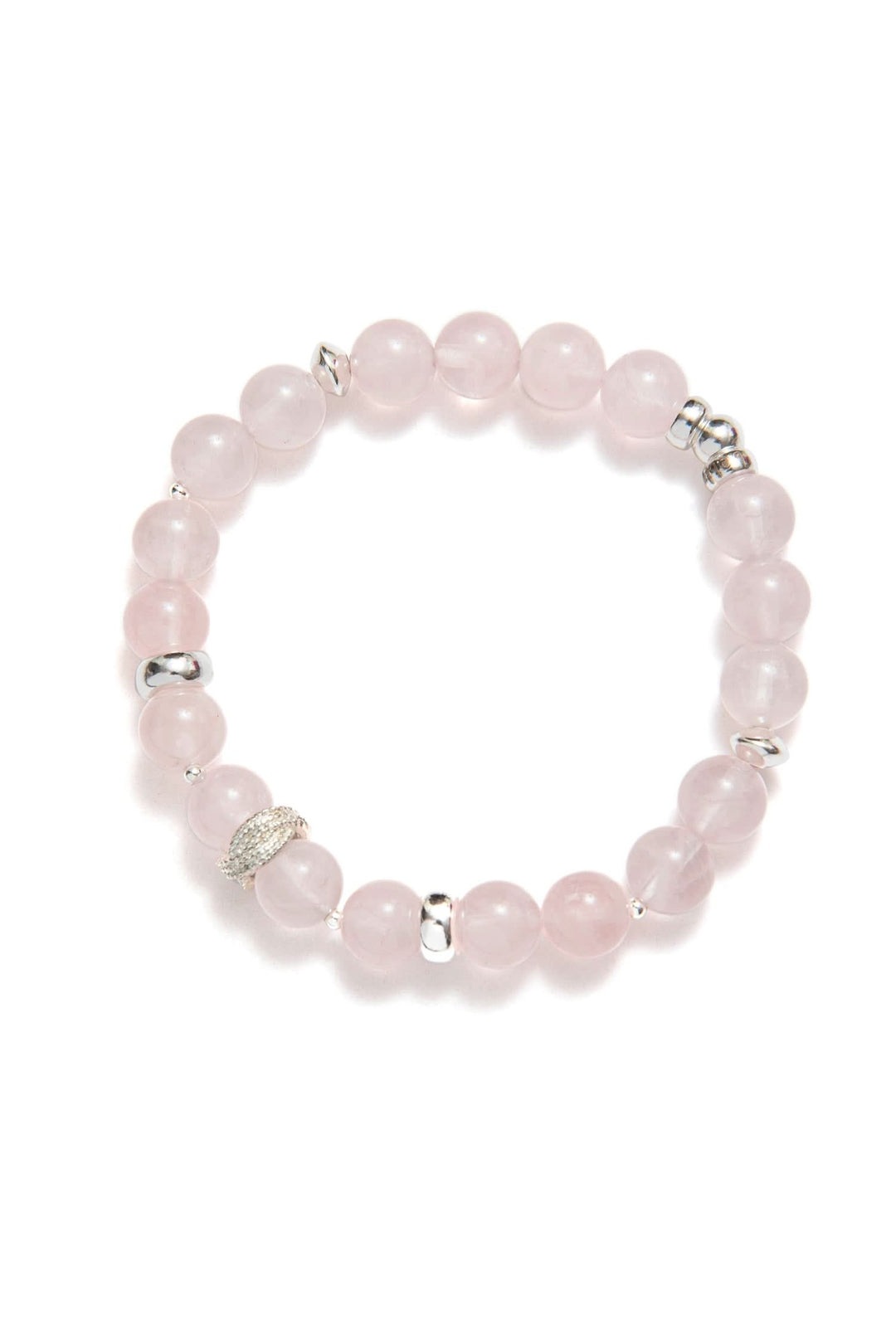 Bracelet en argent avec perles de quartz rose de la collection Héritage, élégant et raffiné.