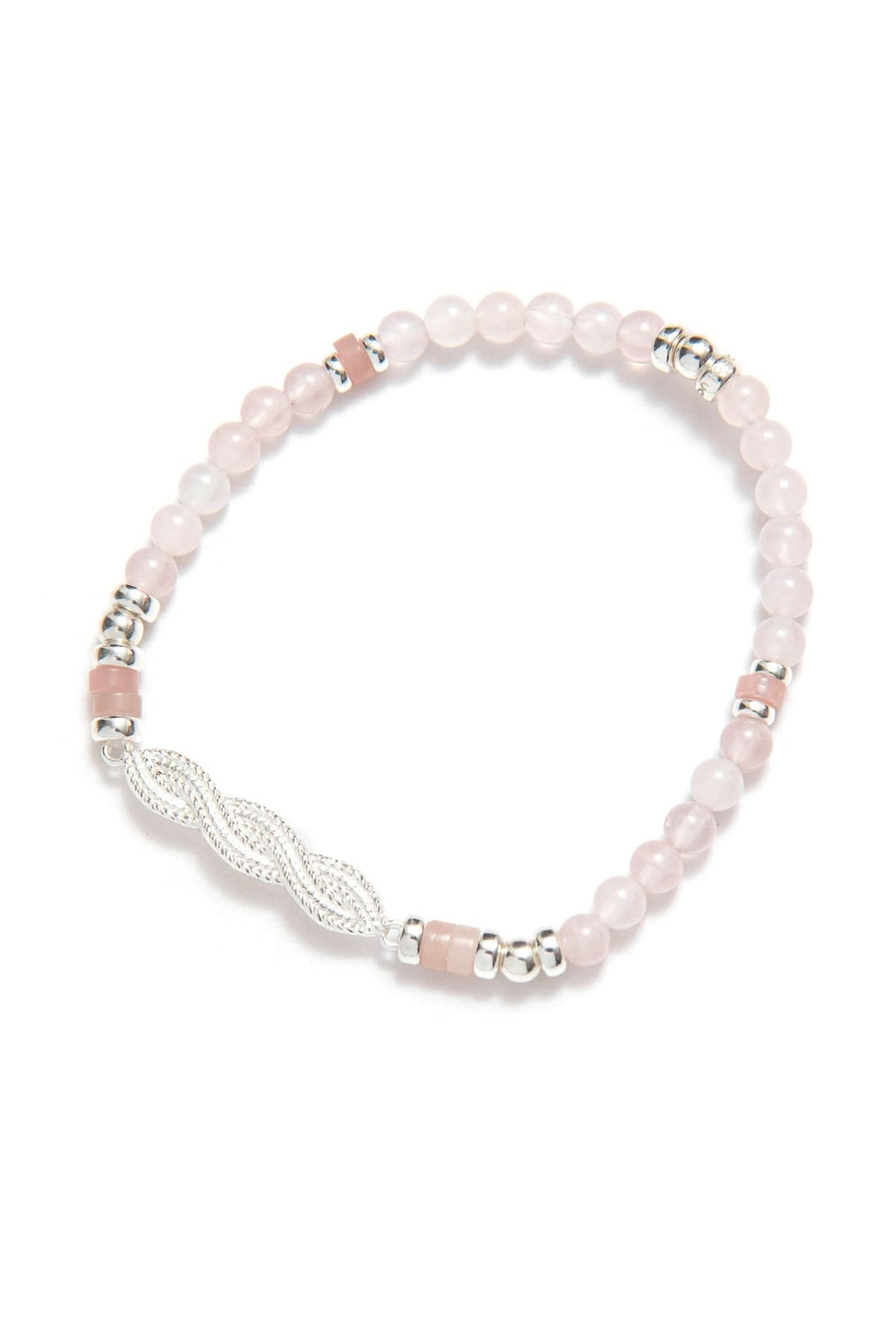 Bracelet Be Wise en quartz rose et argent sterling, symbole d'équilibre et d'harmonie.