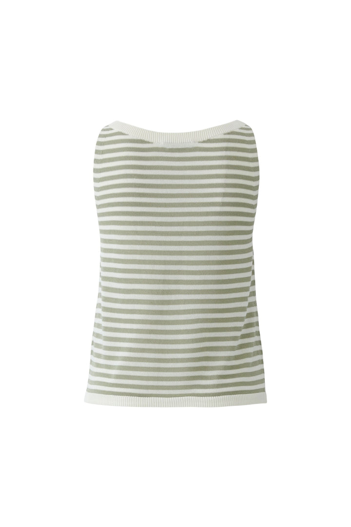 Camisole en maille à rayures, légère et douce, idéale pour un look décontracté ou élégant. Confortable pour les journées chaudes.