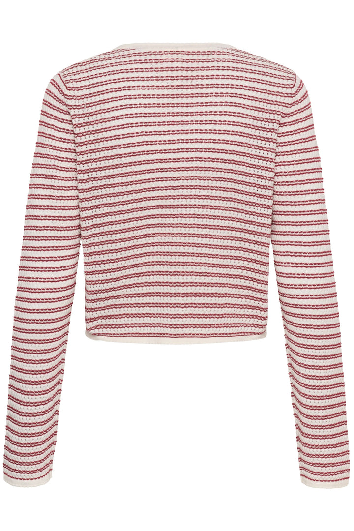 Dos du Cardigan Rosefina en maille ajourée à nouer, manches longues et coupe ajustée, idéal pour une allure féminine et moderne.