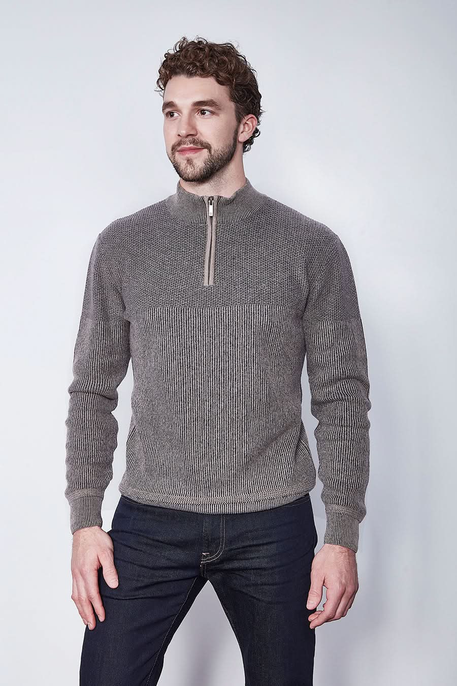 Chandail à demi-glissière texturé