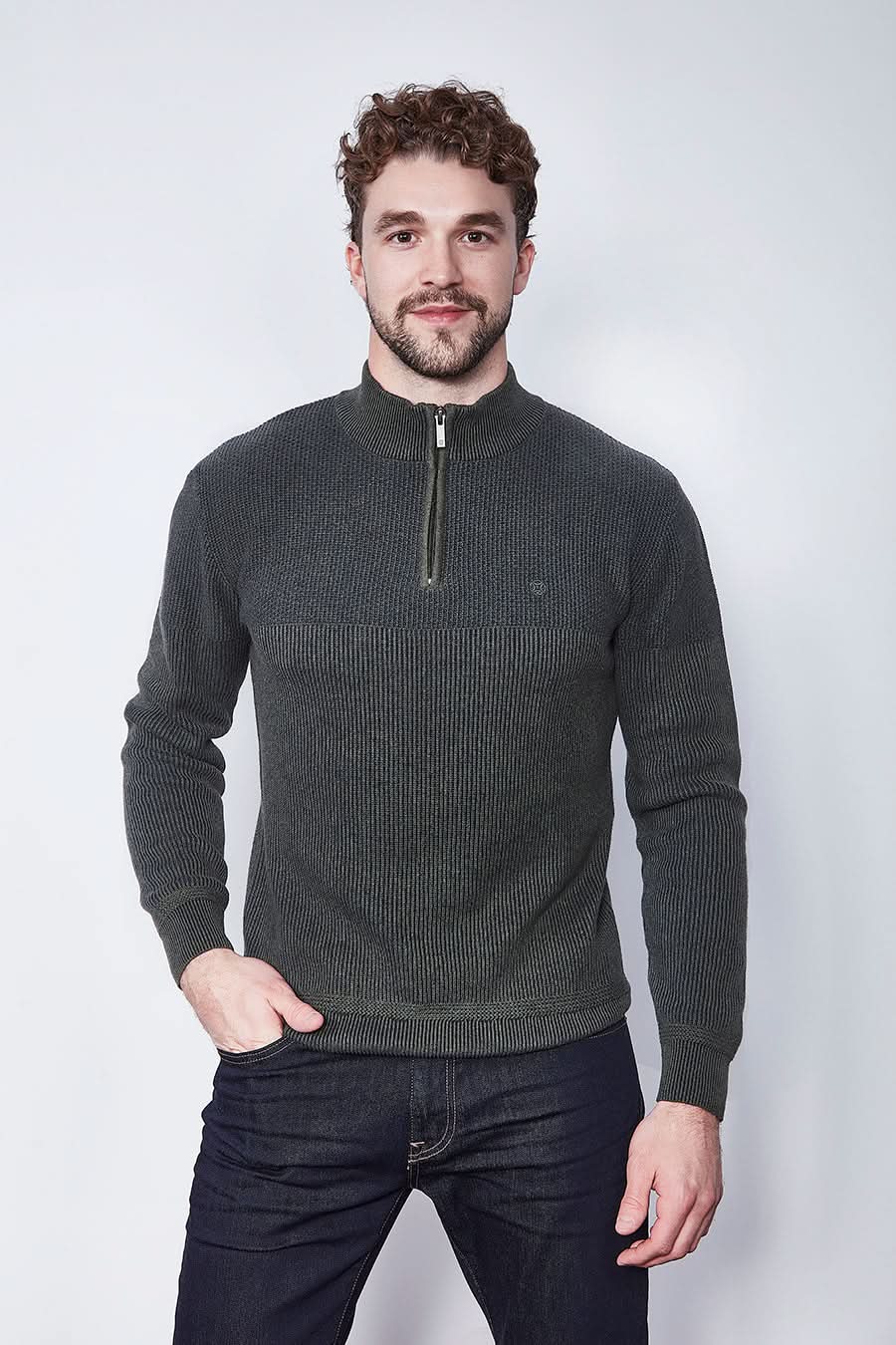 Chandail à demi-glissière texturé