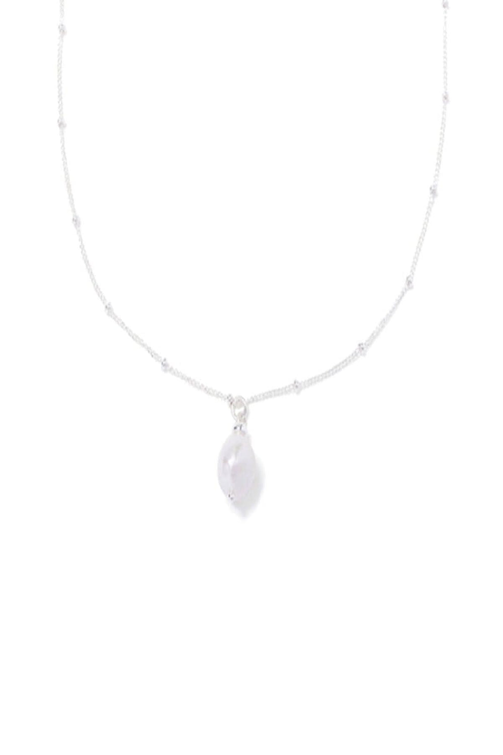 Chaîne Be Minimalist en argent 925 avec pendentif en perle d'eau douce, longueur 16-18 pouces.