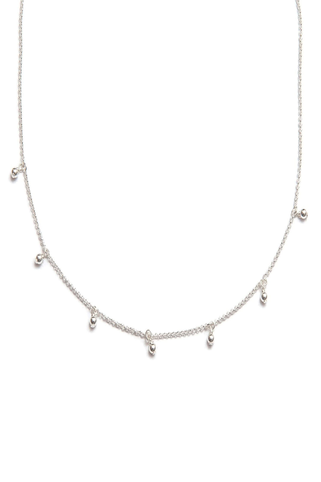 Chaîne Be Stylish en argent 925 ornée de perles, élégante et sophistiquée, longueur de 16-18 pouces.