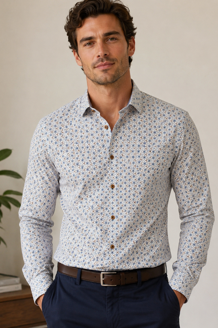 Chemise sport imprimée géométrique