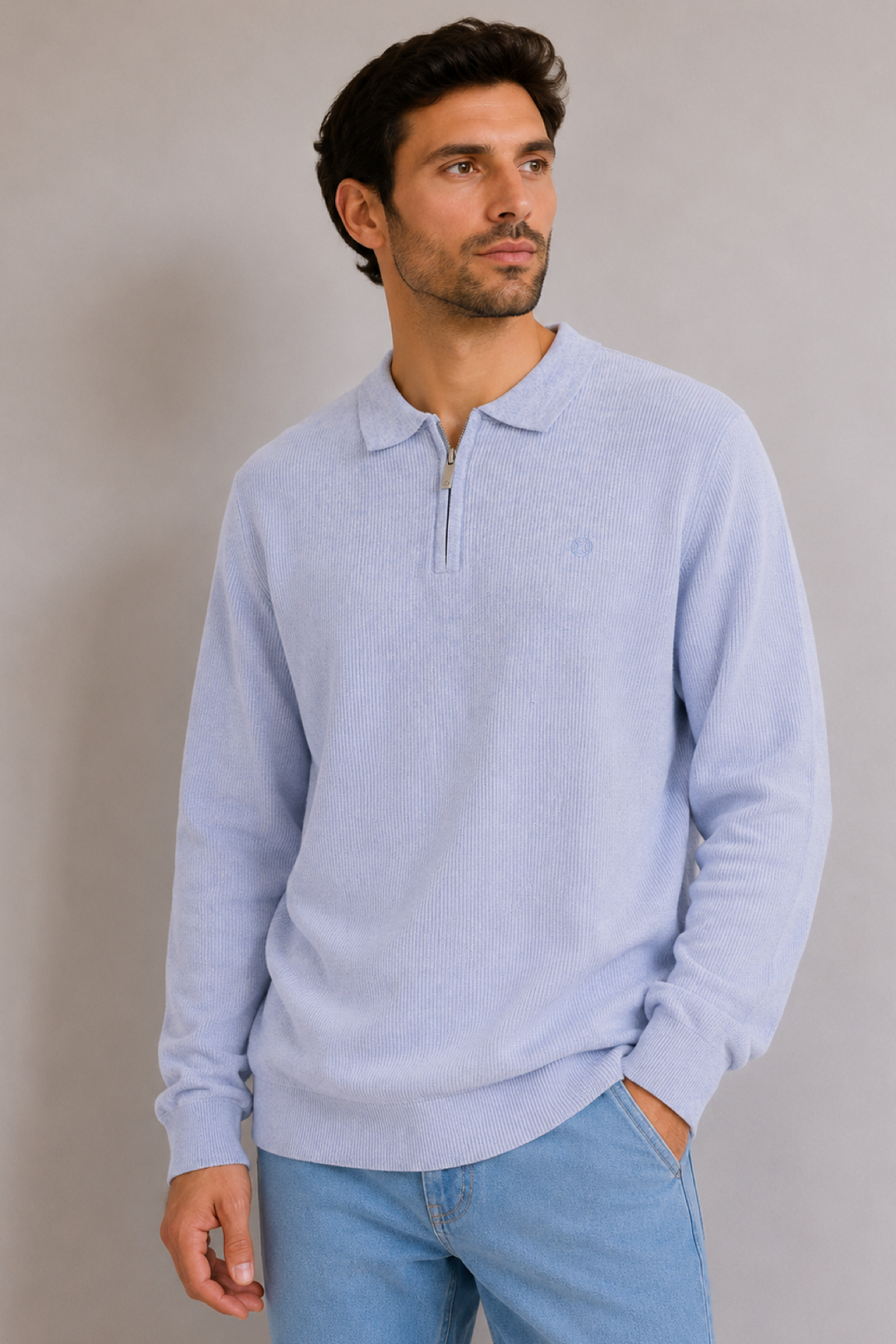 Chandail à col polo zippé