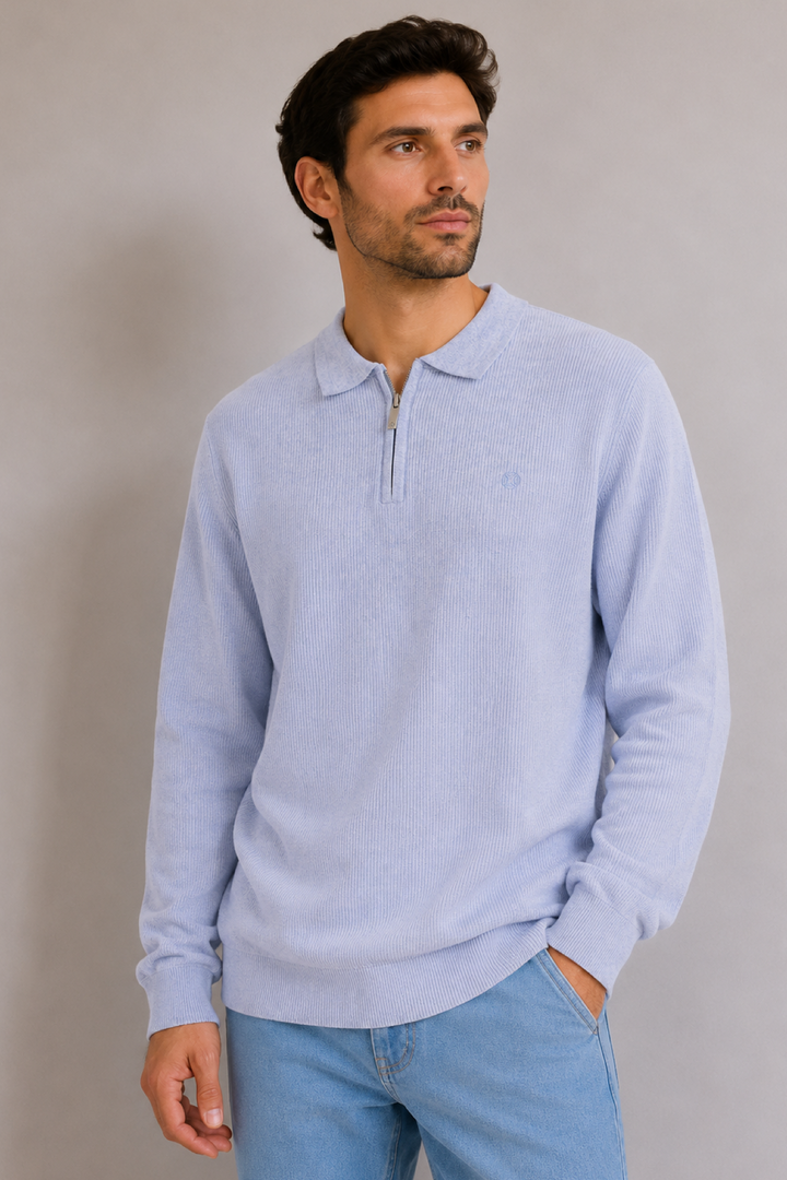 Chandail à col polo zippé