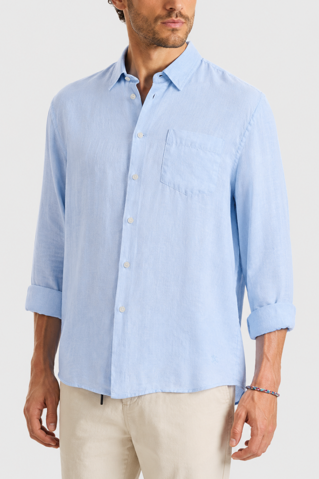 Chemise en lin à poche poitrine