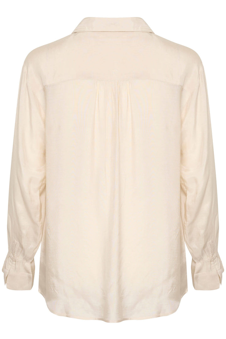 Chemise Arina, vue arrière, manches longues, coupe décontractée, couleur crème, idéale pour un look intemporel.