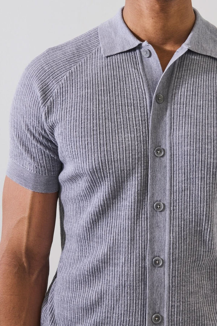 Chemise boutonné en laine mérinos et soie
