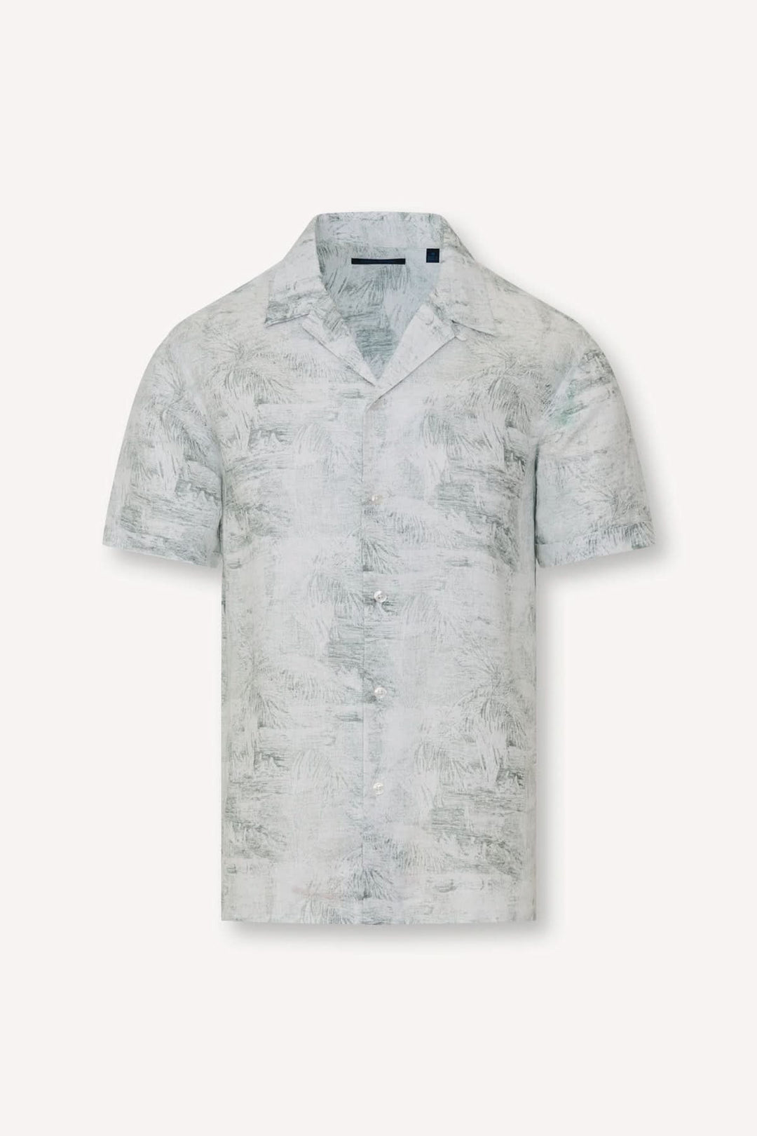 Chemise en lin à motif tropical col camp