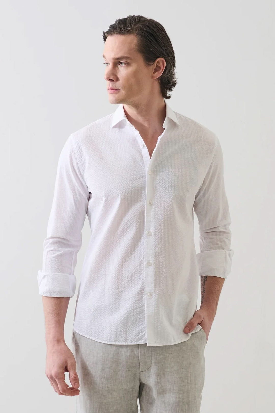Chemise en seersucker extensible