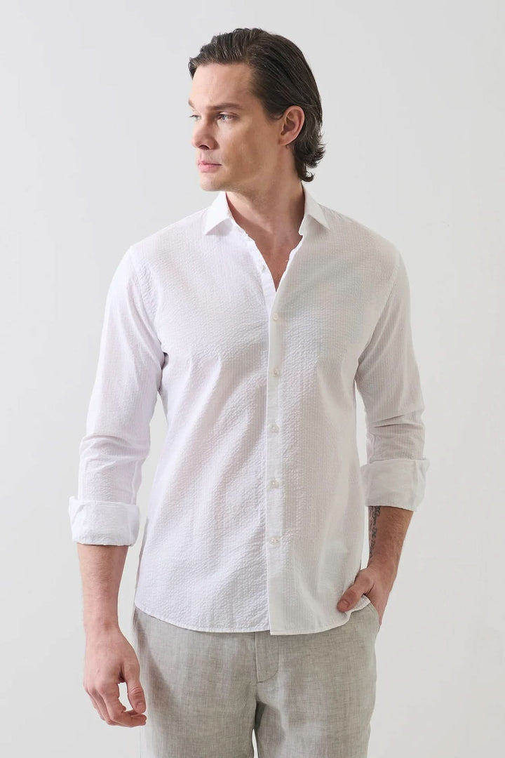 Chemise en seersucker extensible