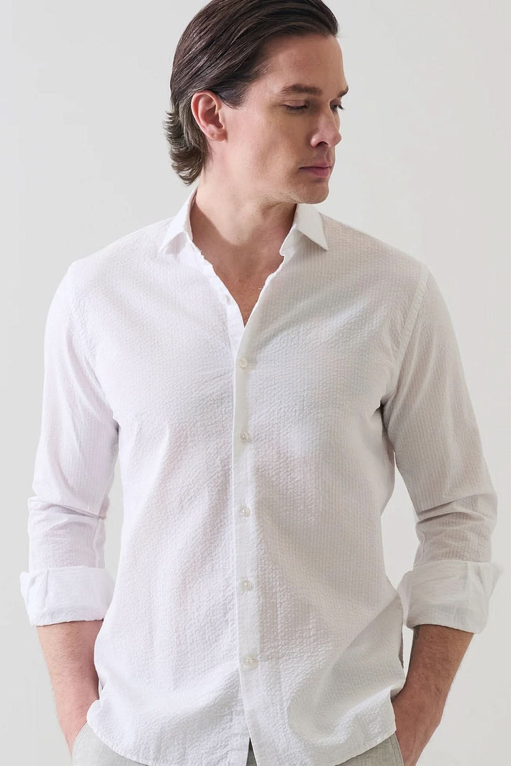 Chemise en seersucker extensible