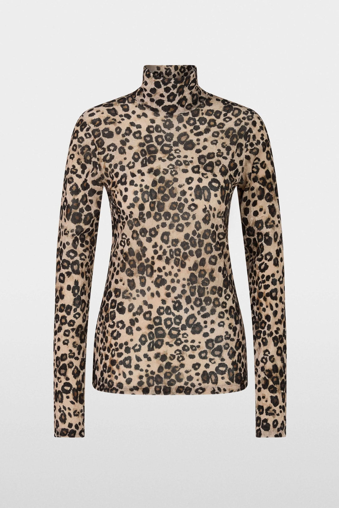 Col roulé léopard ajusté, imprimé animal audacieux, idéal pour un look chic et moderne.