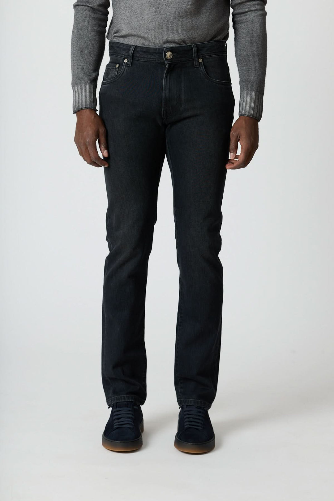 Jean 5 poches en denim stretch gris foncé