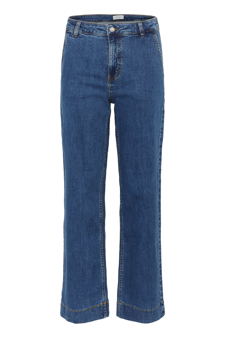 Jean Barba à jambe large, style moderne et décontracté, taille régulière, jean bleu, adaptable avec différents hauts.