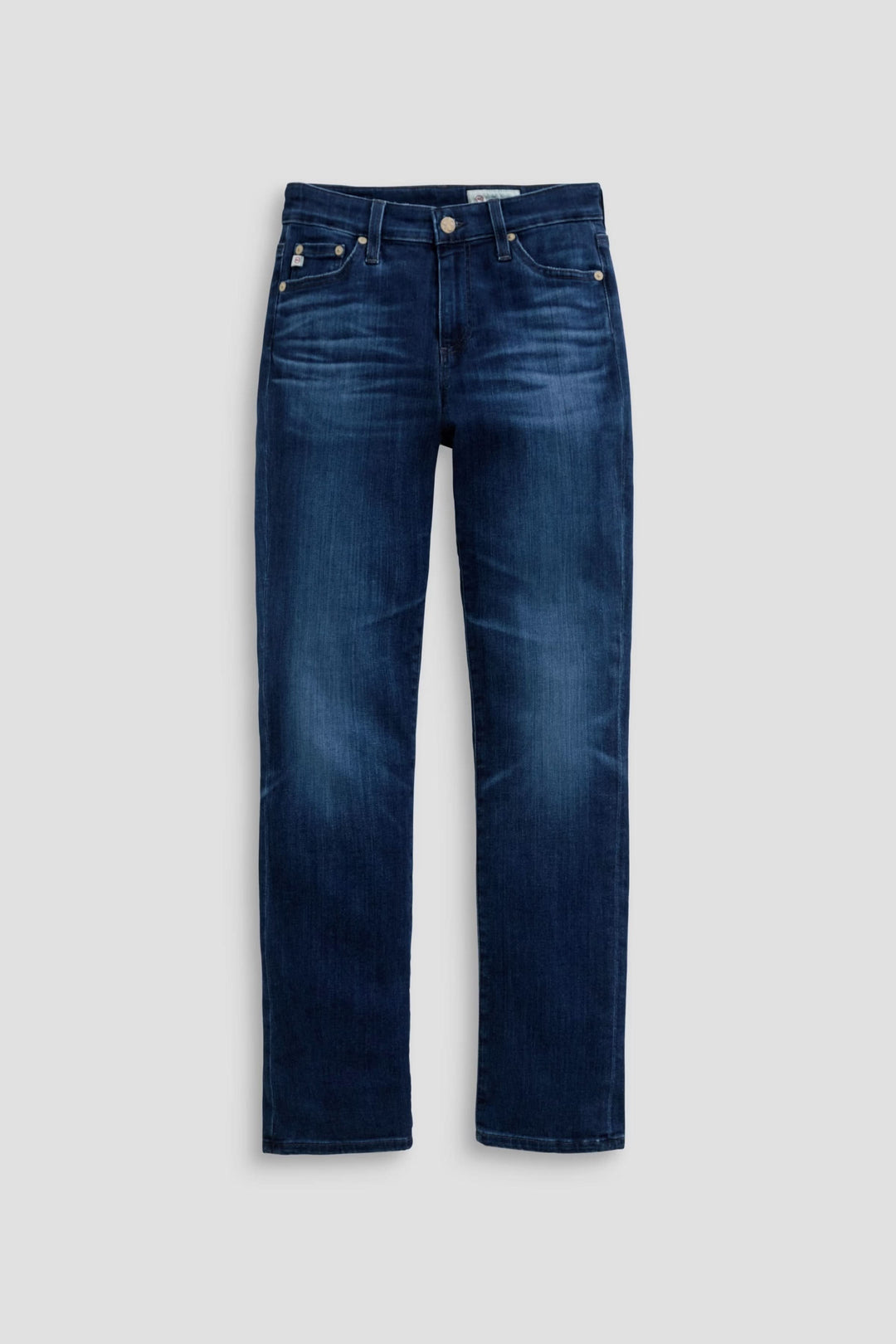 Jean ajusté à taille mi-haute en denim extensible bleu, offrant confort et style décontracté-chic pour toutes occasions.