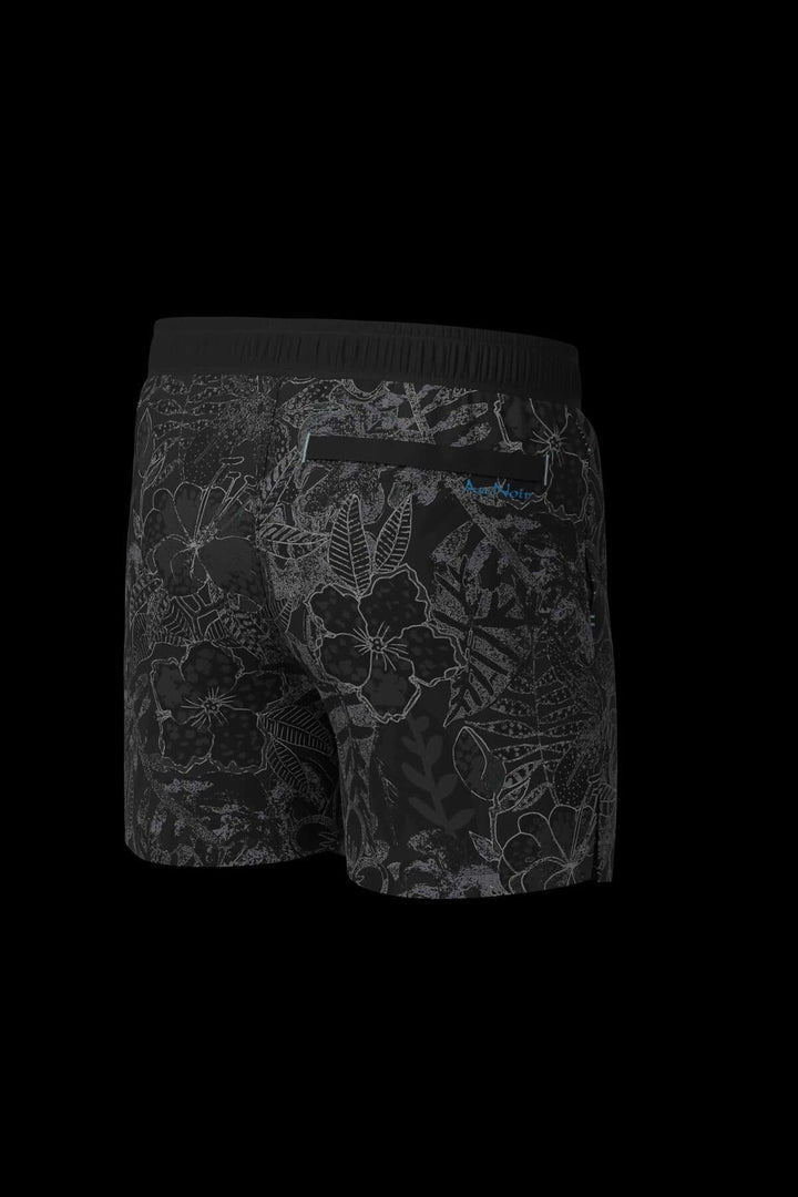 Maillot de bain Naber à imprimé floral noir, élégant et confortable, avec taille élastique et cordon de serrage.