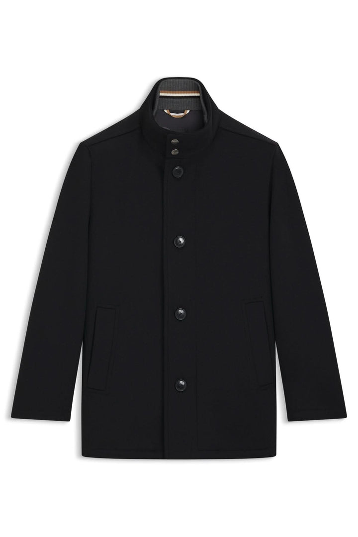 Manteau en laine et cachemire Coxtan noir pour homme, élégant et décontracté, coupe ample, idéal pour superpositions raffinées.