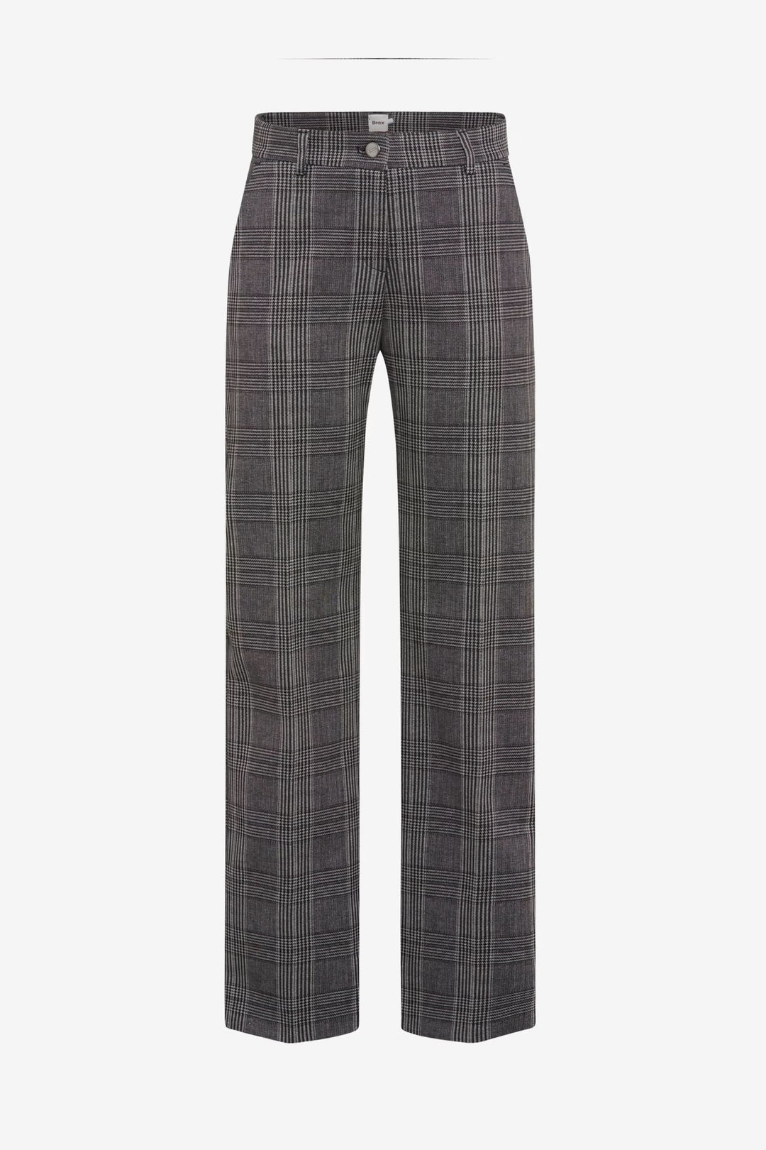 Pantalon Maine à carreaux modernes, coupe ample pour un look chic, idéal pour le bureau et les sorties, avec taille mi-haute.