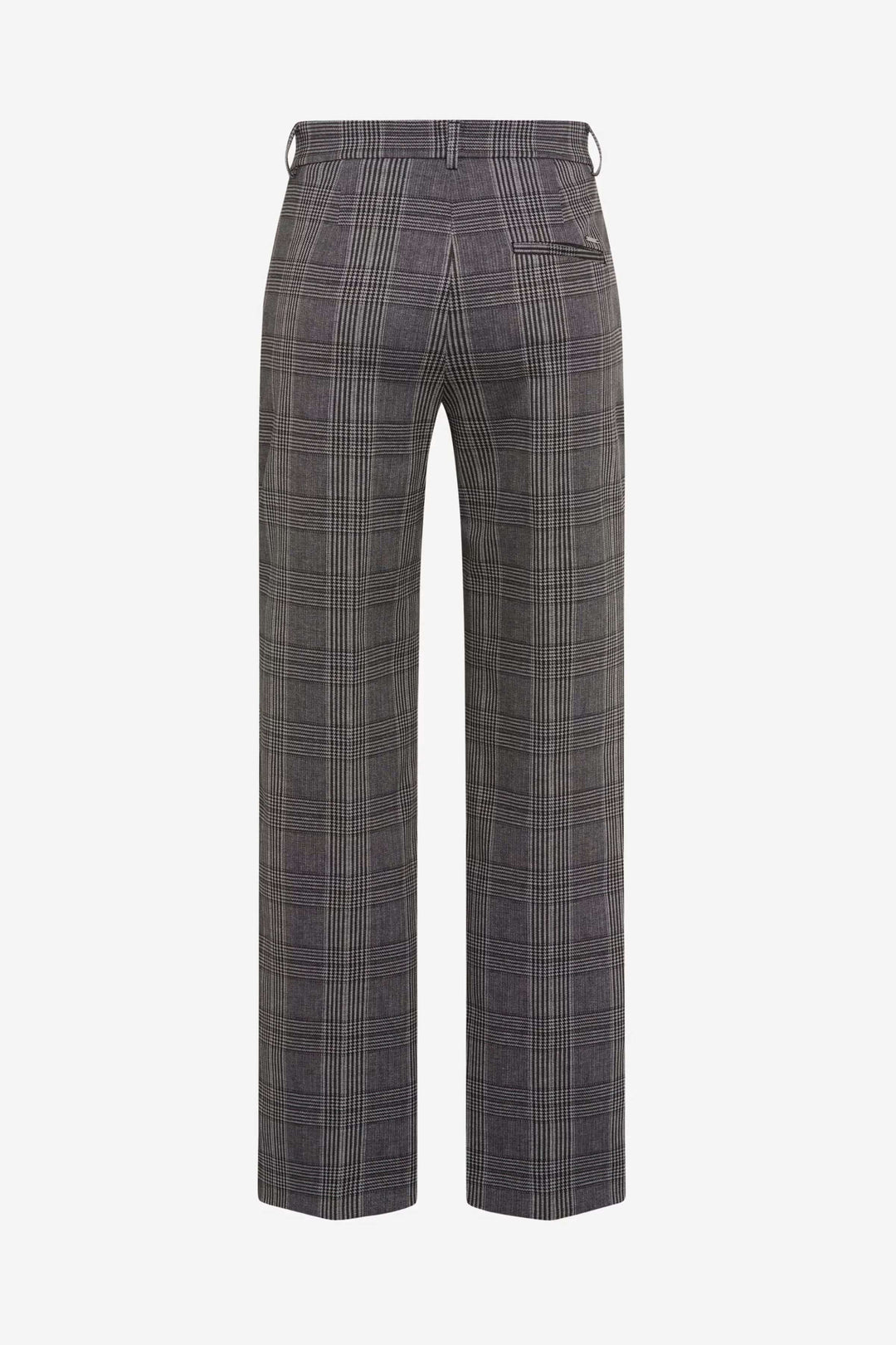Pantalon Maine à carreaux élégants avec taille mi-haute, coupe ample, idéal pour un look chic et confortable.