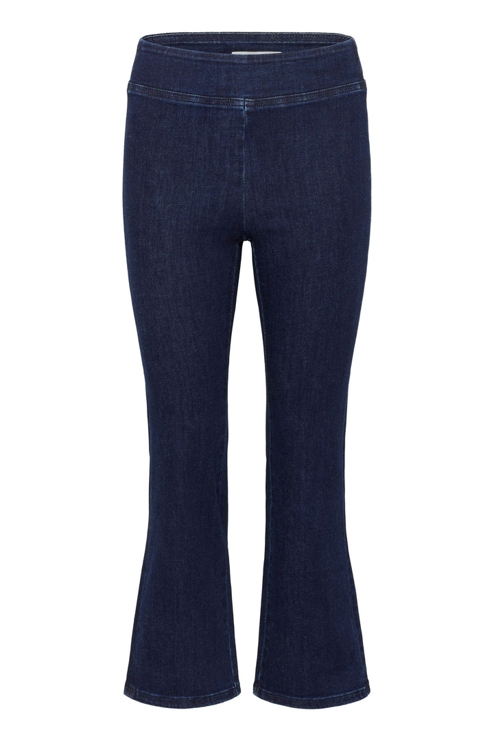 Pantalon Nikela avec coupe légèrement évasée et taille haute, offrant confort et silhouette moderne, longueur cheville.
