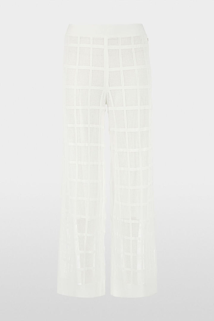 Pantalon Welkom large en maille ajourée, élégant et moderne, transparence, coupe confortable, taille régulière, femme, mode.