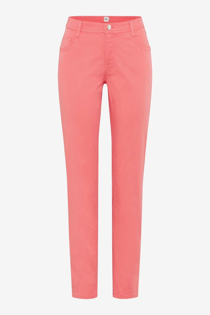 Pantalon chino MARY S ultra léger, coupe droite, couleur corail, parfait pour looks décontractés et élégants.