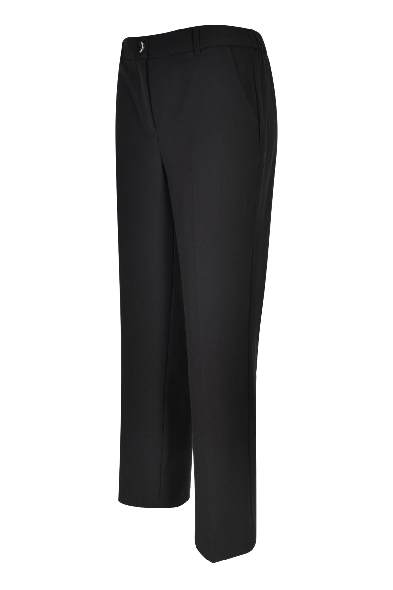 Pantalon coupe droite noir élégant pour un look soigné, parfait pour le bureau et le quotidien, avec taille régulière structurée et fermeture éclair.