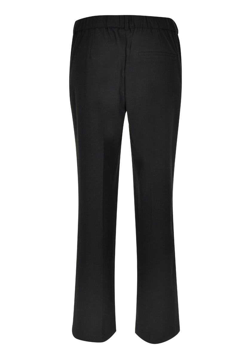 Pantalon coupe droite noir élégant, parfait pour le bureau et le quotidien, avec taille structurée et fermeture à glissière.