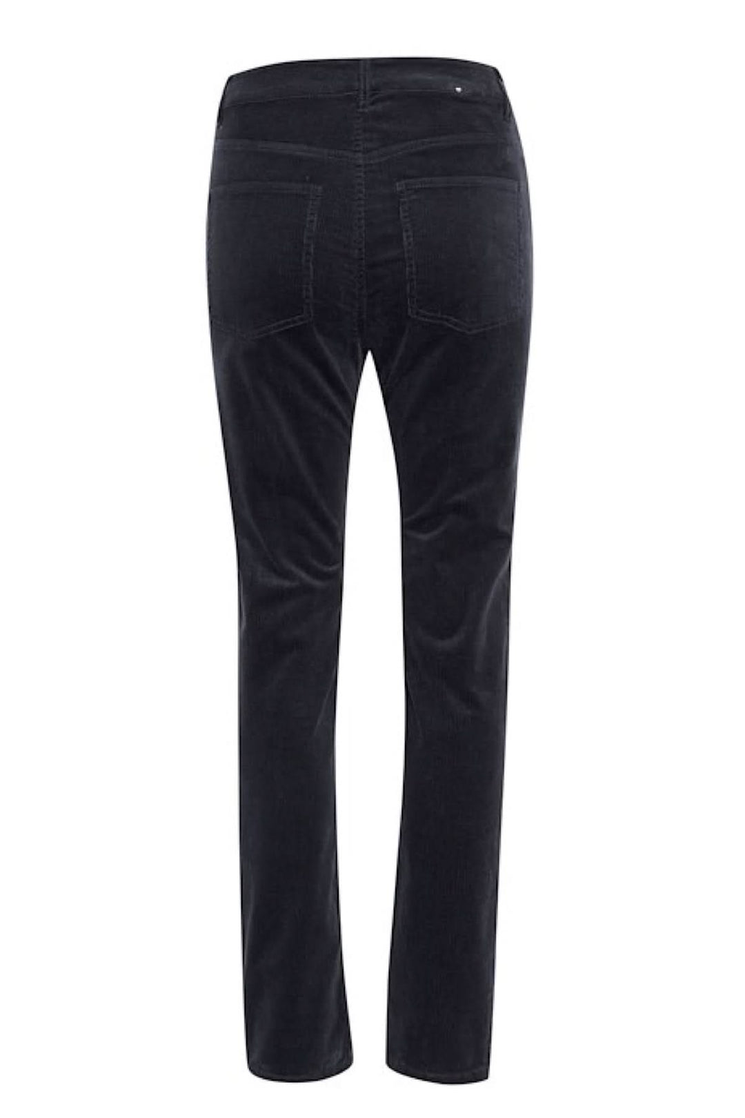 Pantalon en corduroy Rana, vue arrière, cinq poches, coupe droite et taille haute en velours côtelé.