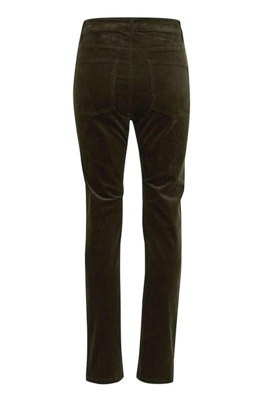 Pantalon en corduroy Rana vue arrière, coupe droite, taille haute, 5 poches en velours côtelé légèrement extensible.