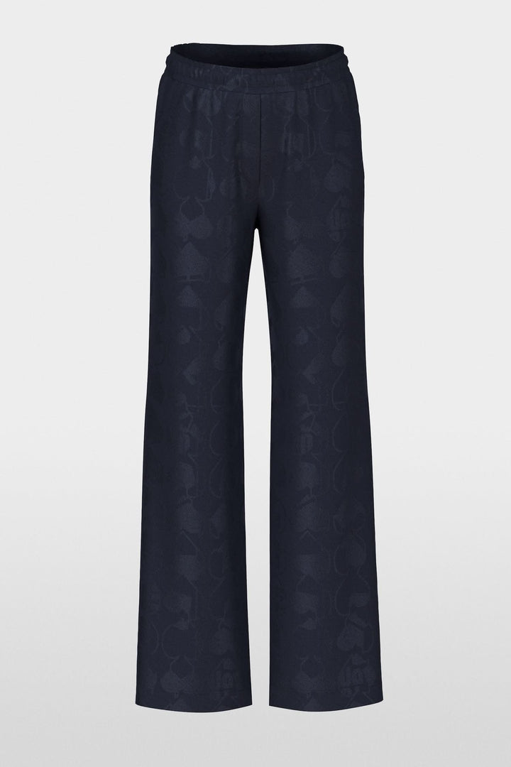 Pantalon à enfiler modèle WASHINGTON, large fit, tissu fluide, taille élastiquée, motif contrasté mat/brillant.