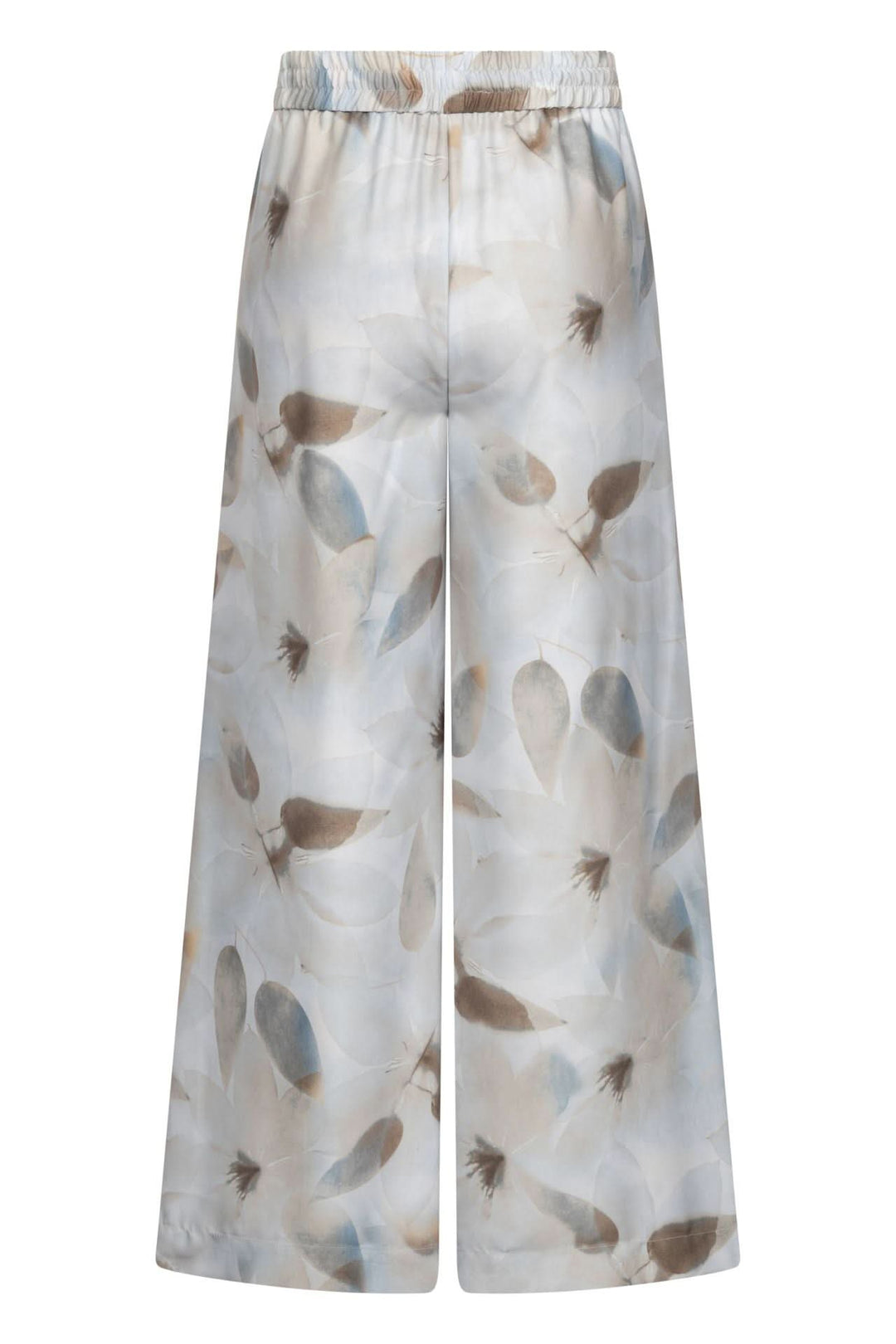 Pantalon fluide imprimé à taille élastique avec motif léger, coupe large et confort optimal, idéal pour un style chic et décontracté.