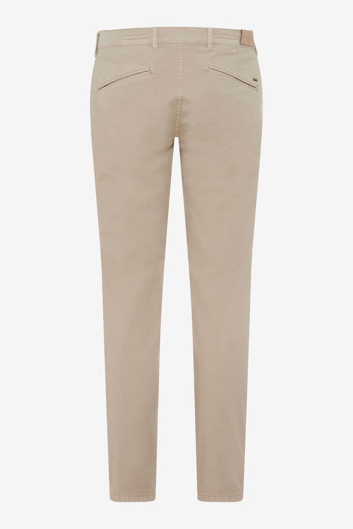 Pantalon jambe droite Silvio, couleur beige, vue arrière, confortable et extensible pour un look décontracté.