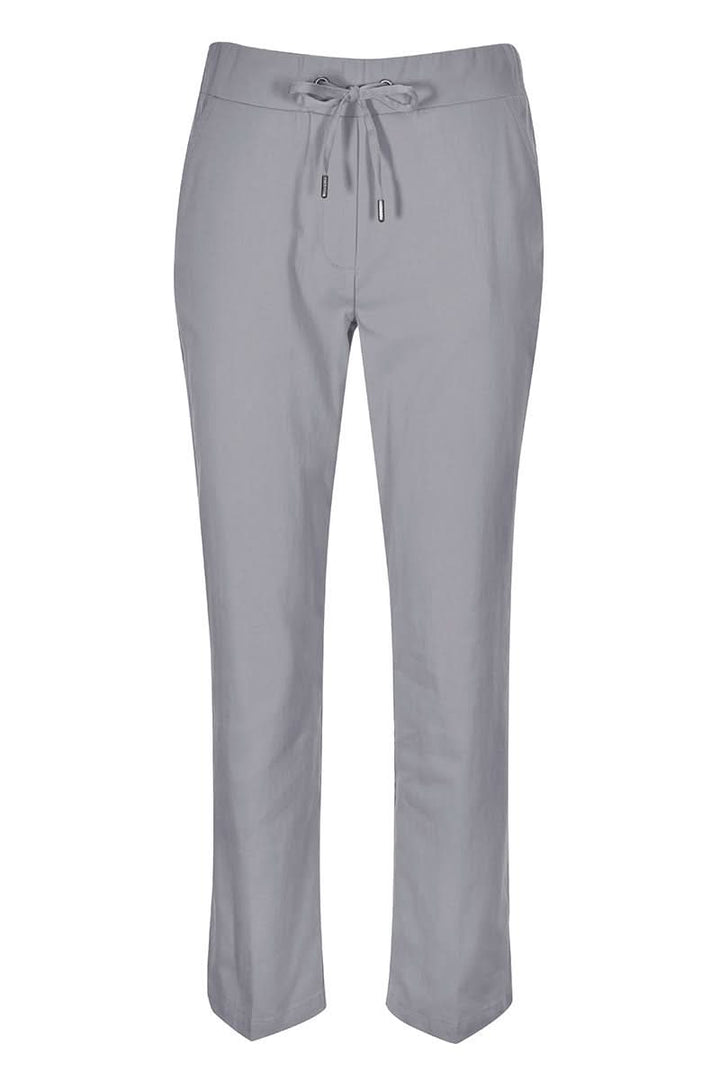 Pantalon jogger à cordon avec taille élastique en gris, coupe moderne et poches latérales pour un style décontracté et confortable.