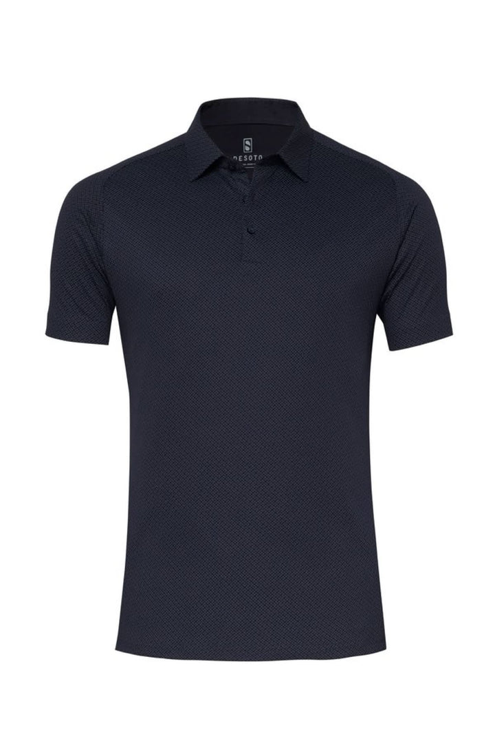 Polo à manches courtes micro-texturé, design élégant et moderne, idéal pour un look soigné et confortable.