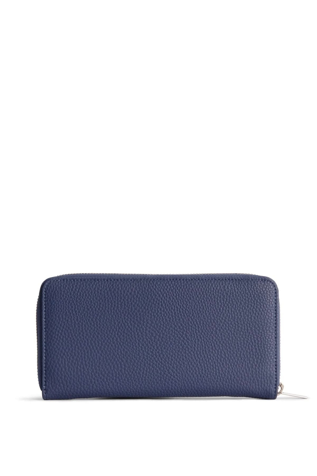Porte-feuilles zippé en cuir texturé bleu élégant, parfait pour un style raffiné et un rangement organise.
