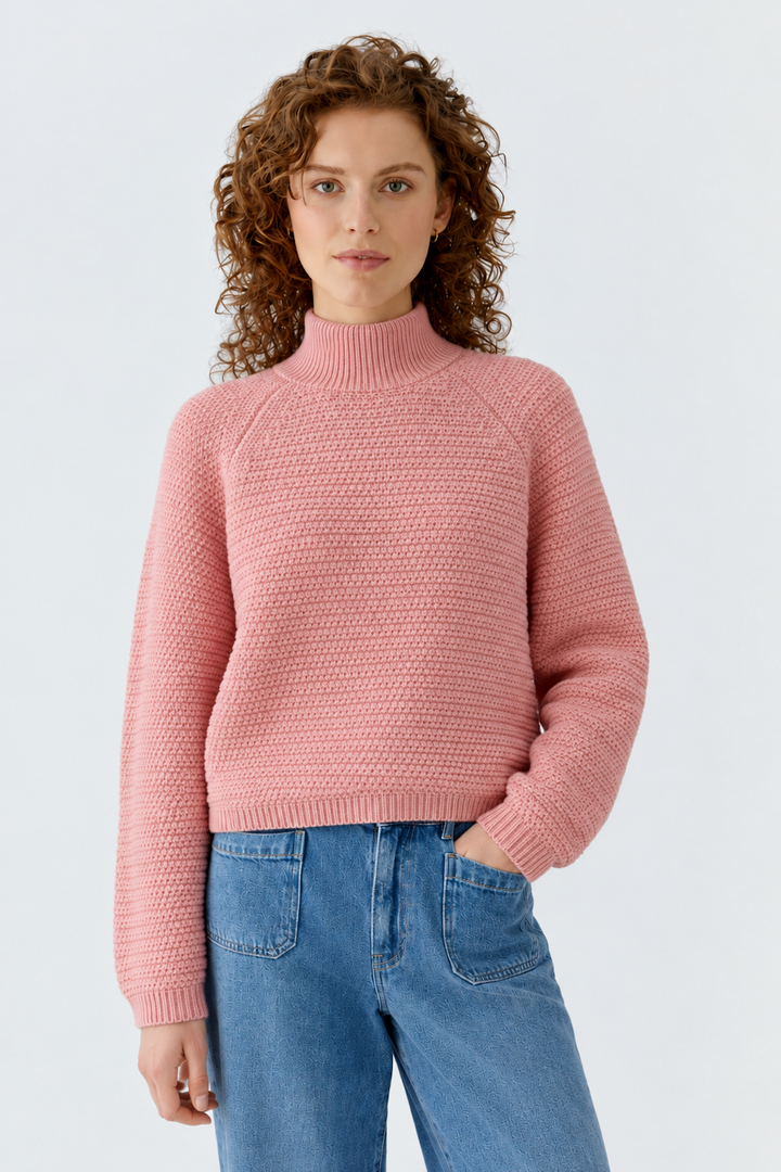 Textured Knit Turtleneck Sweater