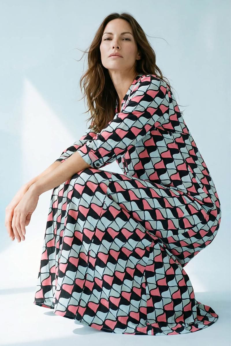 Robe longue imprimée taille ajustable