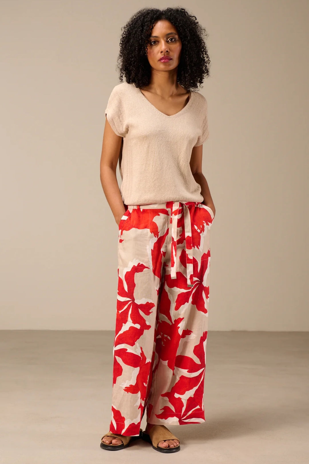 Pantalon large en lin