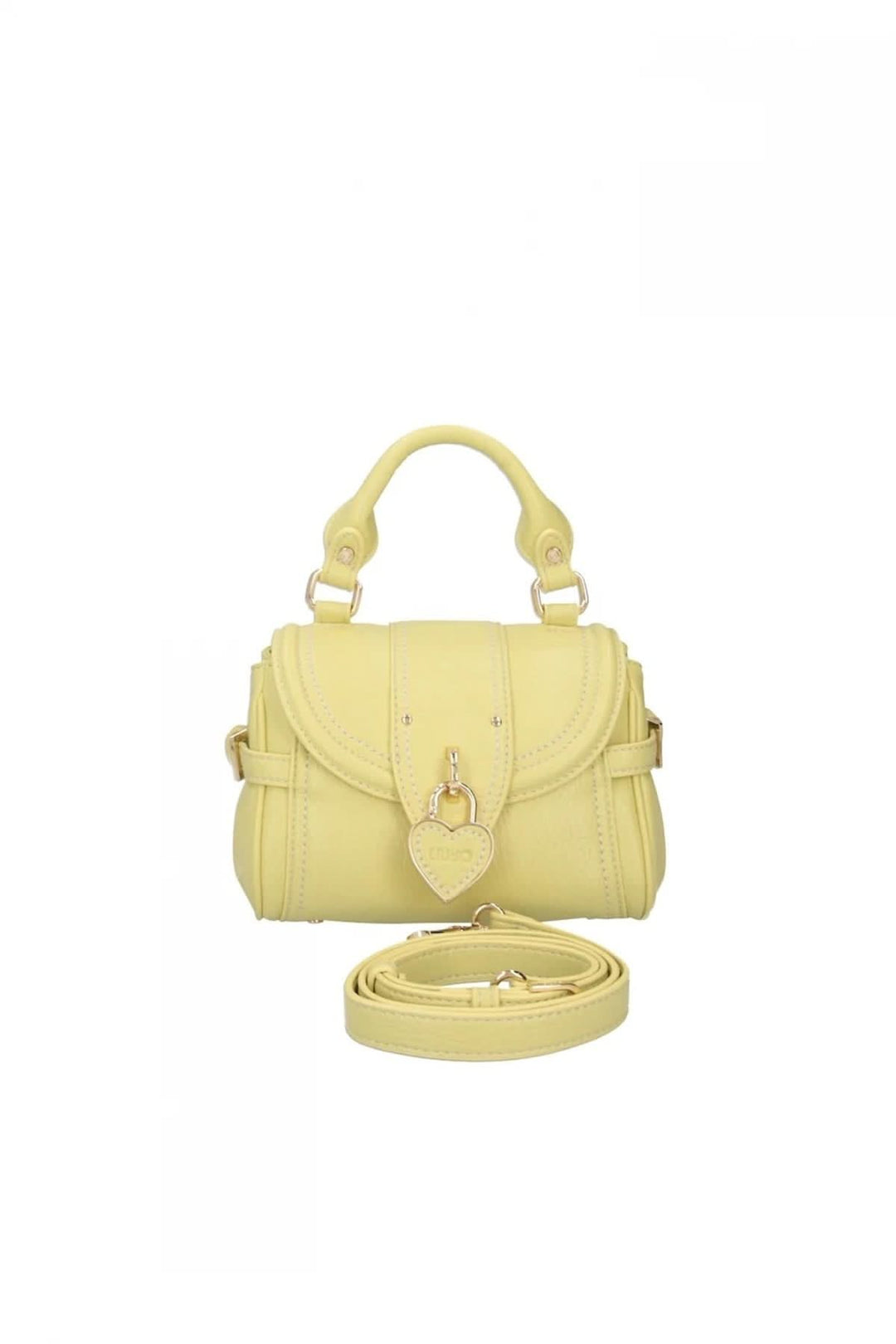 Sac à main structuré avec breloque cœur en cuir jaune avec sangle ajustable, idéal pour un usage quotidien élégant.