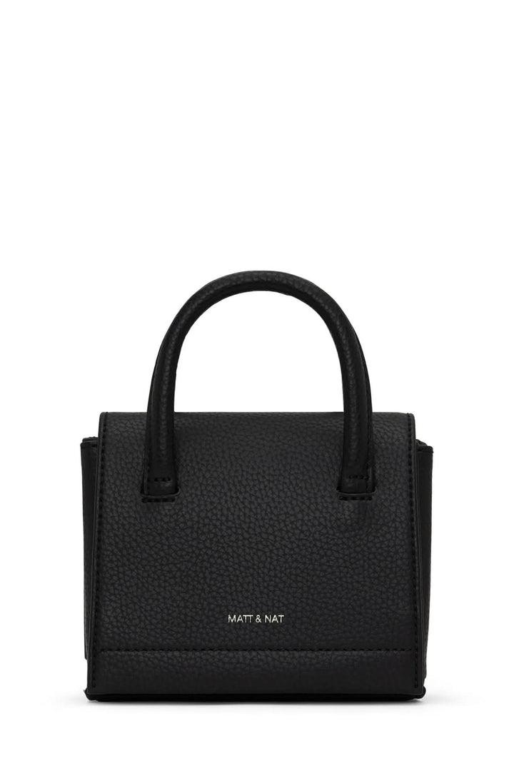 Sacoche noir Matt &amp; Nat en simili cuir, compacte avec deux poignées, design chic et moderne.